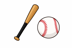 A baseball bat and ball
