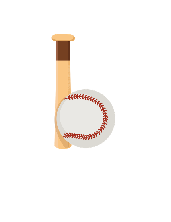 The letter b as an embedded picture mnemonic, built into a baseball bat and ball — Graphonic Mnemonics